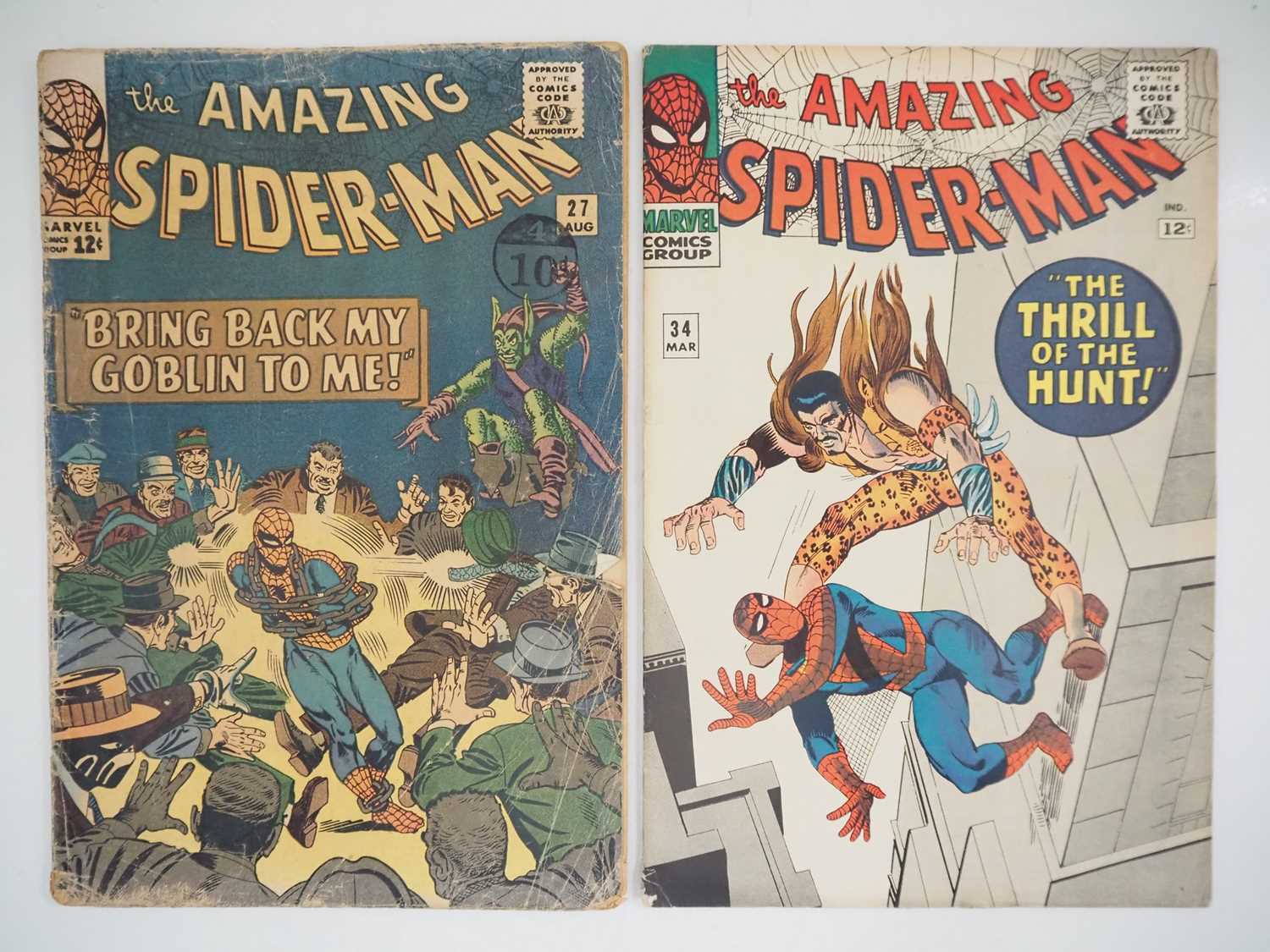 AMAZING SPIDER-MAN #27 & 34 (2 in Lot) - (1965/1966 - MARVEL) - Includes the death of Crime Master +