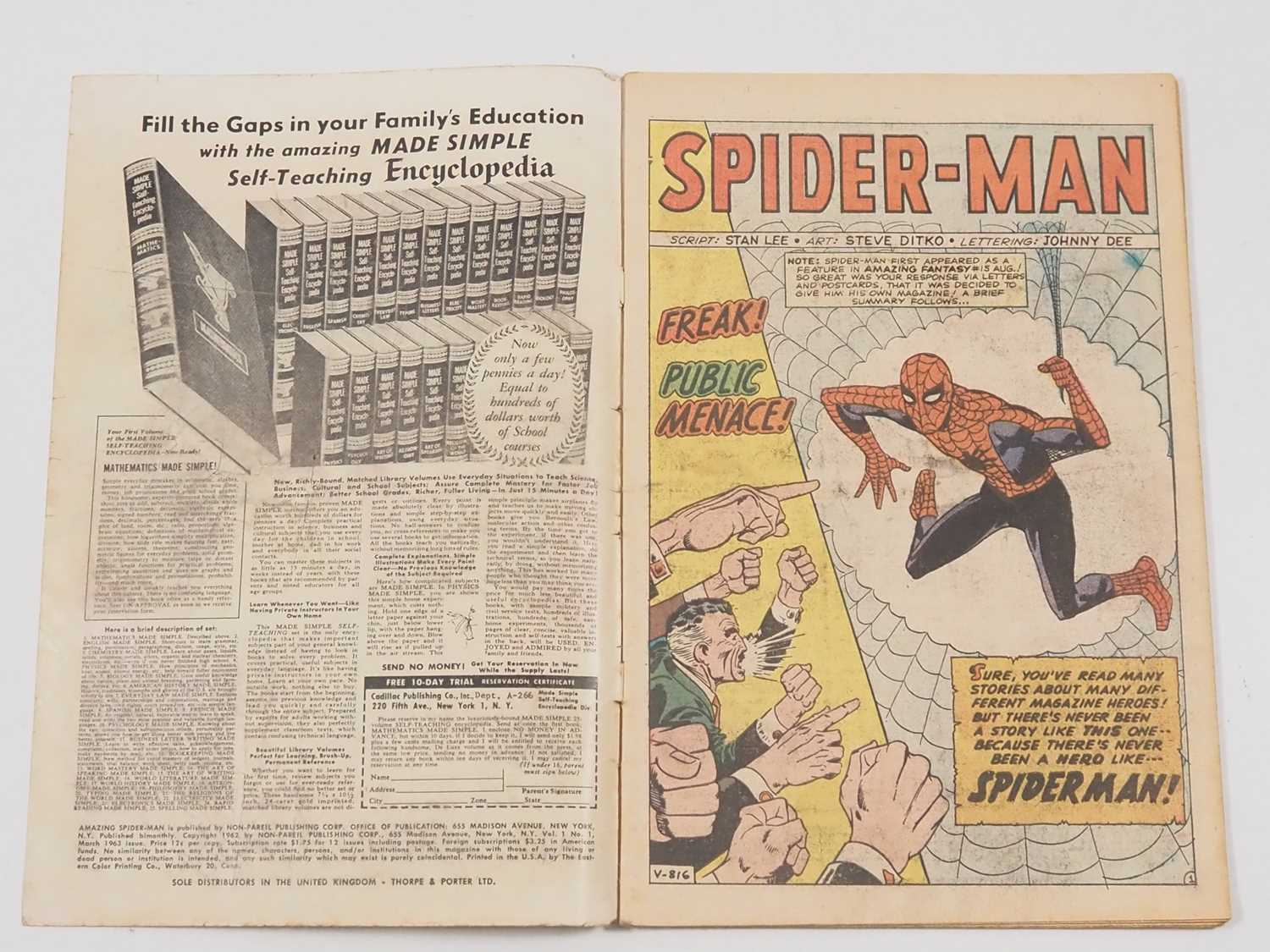 AMAZING SPIDER-MAN #1 - (1963 - MARVEL - UK Price Variant) - KEY Comic Book with first appearance of - Image 2 of 24