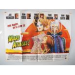 MARS ATTACKS! (1996) - UK Quad Film Poster - Philip Castle wacky sci-fi art for Tim Burton's alien