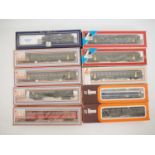 A group of LIMA HO gauge Swiss outline rolling stock comprising a Re 4/4 I electric locomotive and