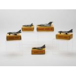 A group of DINKY military aircraft models comprising a No 735 Gloster Javelin, a No 734