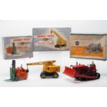 A group of DINKY Toys, comprising a 561 Blaw Knox Bulldozer, a 401 Coventry Climax Fork Lift Truck