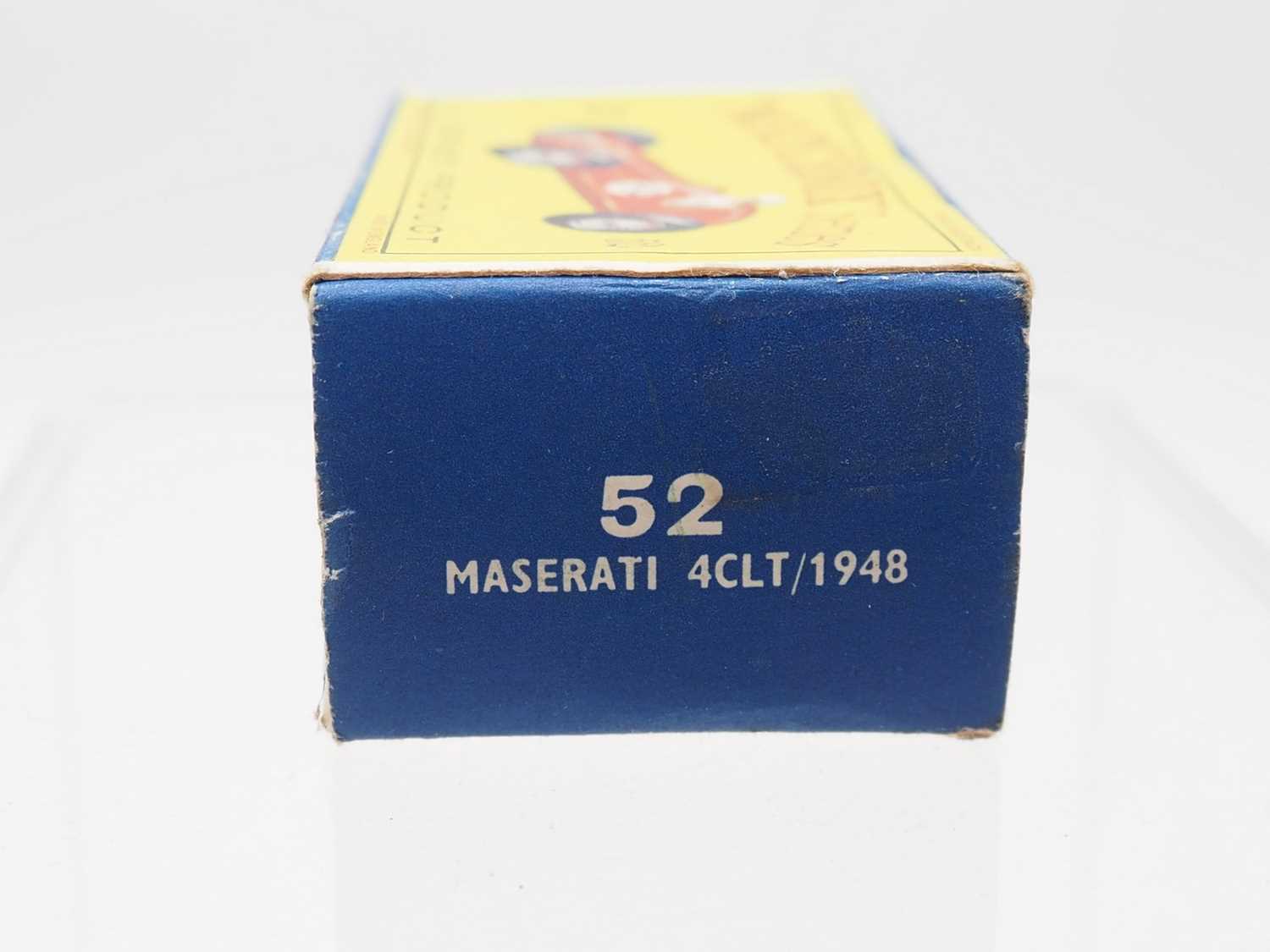 A Matchbox Regular Wheels 52a 1948 Maserati 4CLT Racing Car - lemon yellow body with racing number - Image 10 of 10