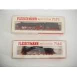 A pair of FLEISCHMANN N gauge steam locomotives in DB livery comprising 7171 and 7160 - G/VG in G