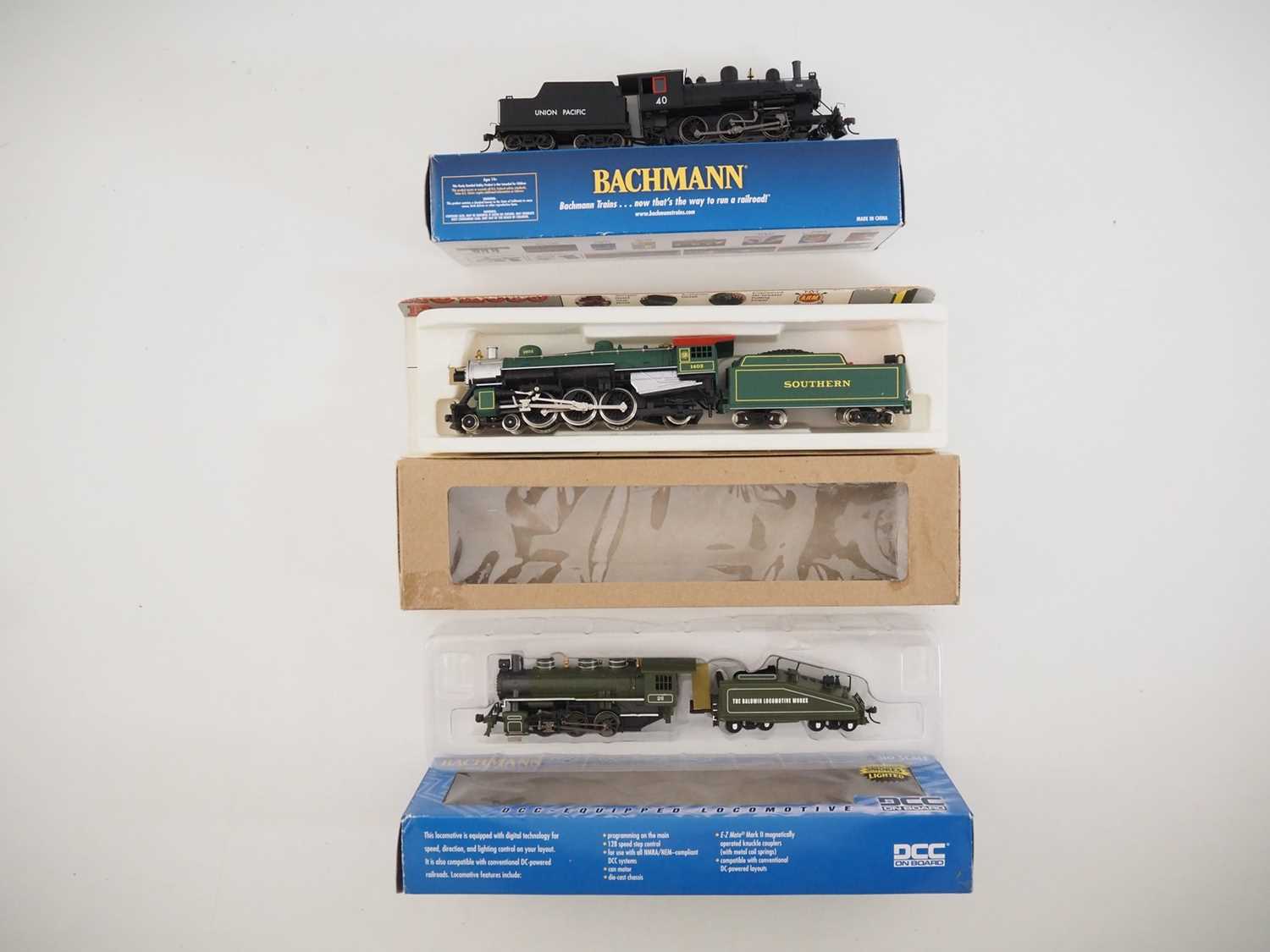 A group of HO gauge American outline steam locomotives by BACHMANN and MRC in various liveries - G/