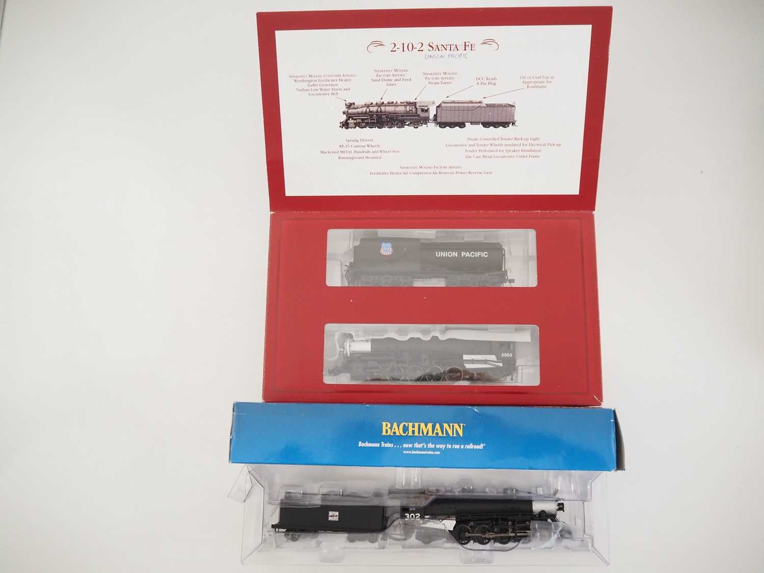 A pair of HO gauge American outline steam locomotives by IHC and BACHMANN in Union Pacific and