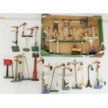 A large quantity of unboxed O gauge signals, lamps and other accessories by HORNBY and others - G/VG