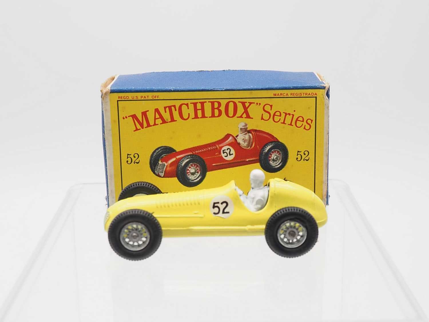 A Matchbox Regular Wheels 52a 1948 Maserati 4CLT Racing Car - lemon yellow body with racing number