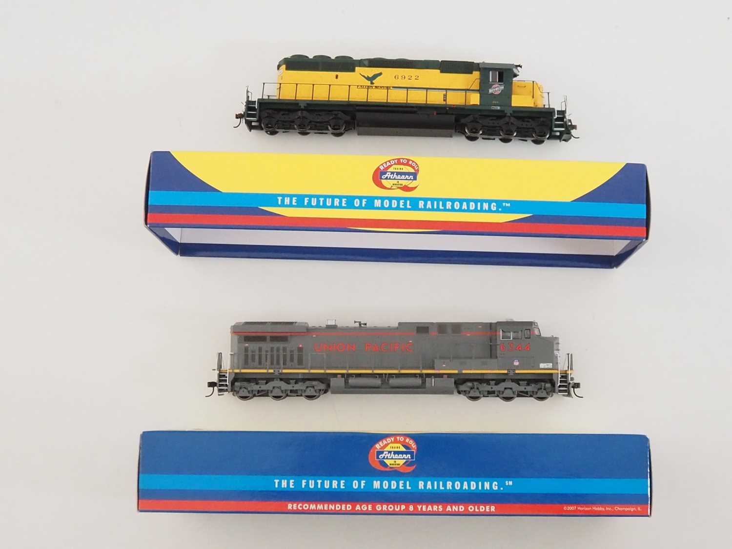 A pair of ATHEARN HO gauge American outline diesel locomotives comprising an AC 4400CW in Union