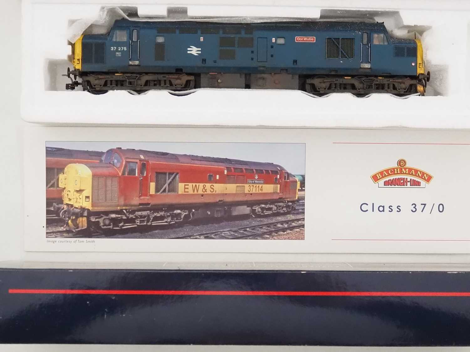 A pair of BACHMANN OO gauge class 37 diesel locomotives in BR blue livery both resprayed and - Image 2 of 5