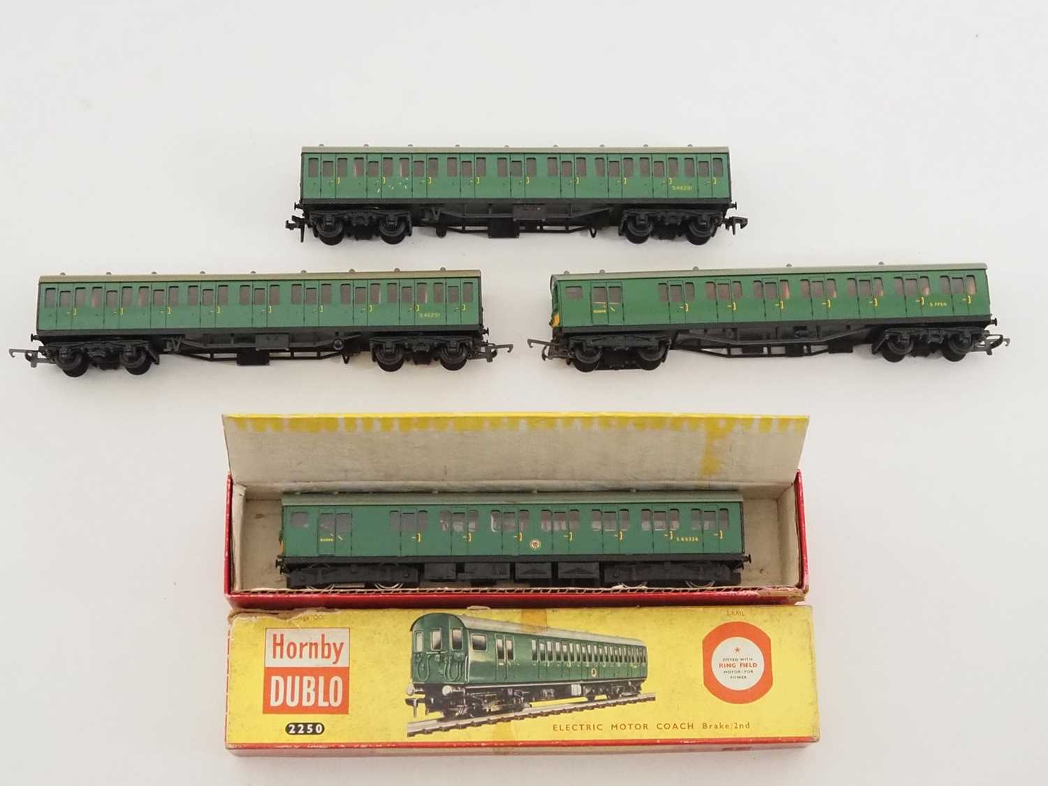 A HORNBY DUBLO OO gauge 2250 2-rail Southern Electric motor coach in original box together with an