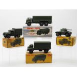 A group of DINKY military vehicles comprising a 622 10-Ton Army Truck, a 673 Scout Car, a 621 3-