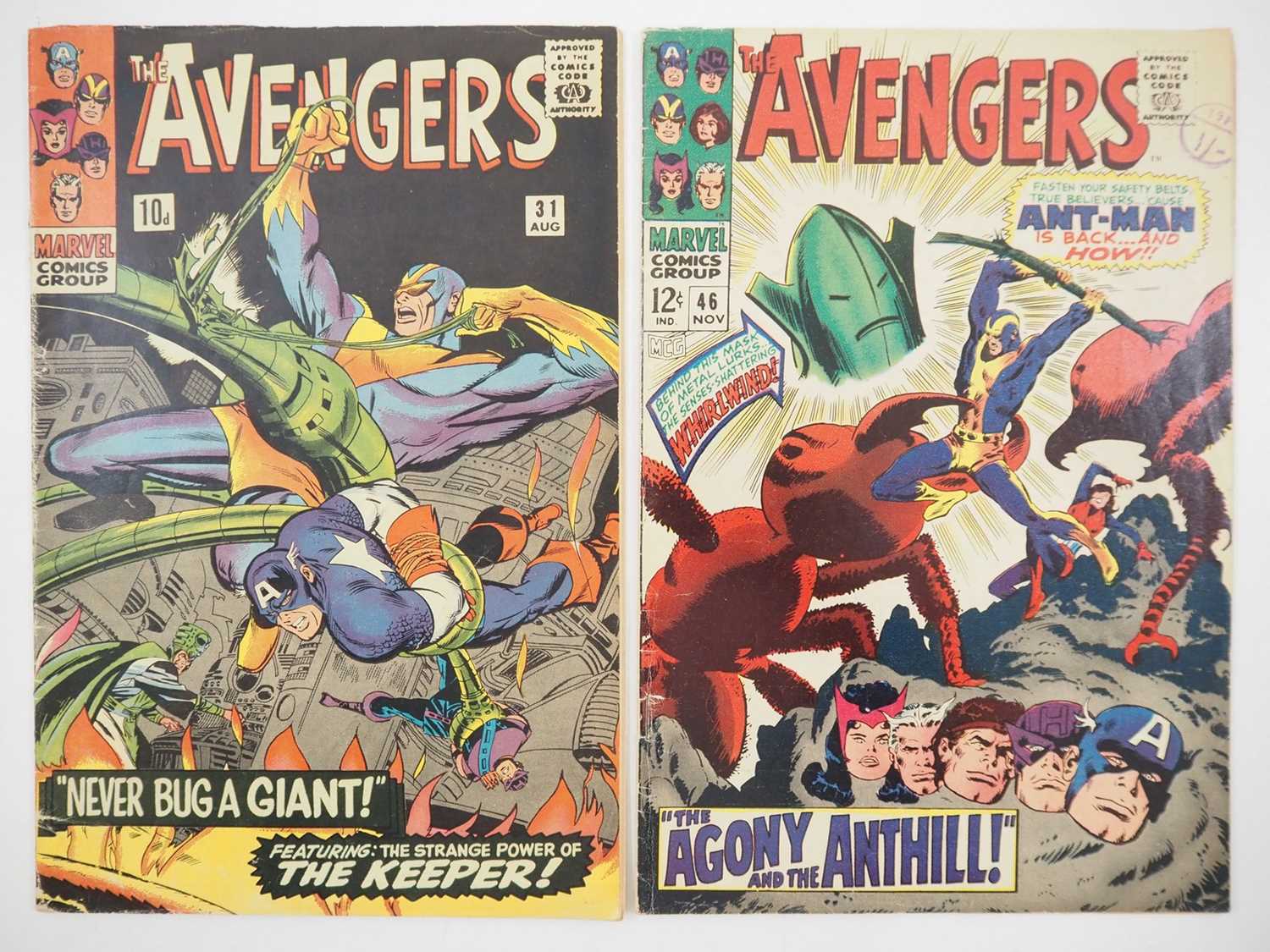 AVENGERS #31 & 46 (2 in Lot) - (1966/1967 - MARVEL - US & UK Price Variant) - Includes the first