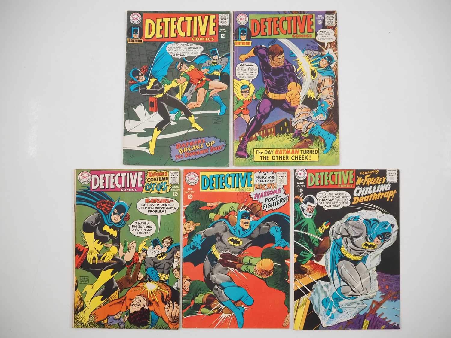 DETECTIVE COMICS #369, 370, 371, 372, 373 (5 in Lot) - (1967/1968 - DC) - Includes the first team-up