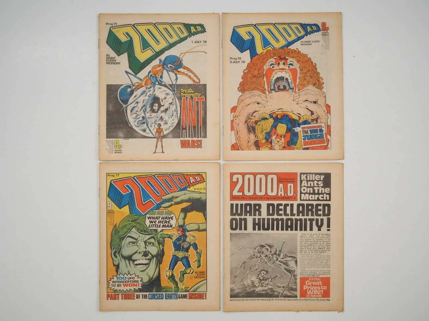 2000 AD PROGS #71, 72, 77, 78 (4 in Lot) - (1978 - IPC) - THE BANNED ISSUES - Banned and withdrawn