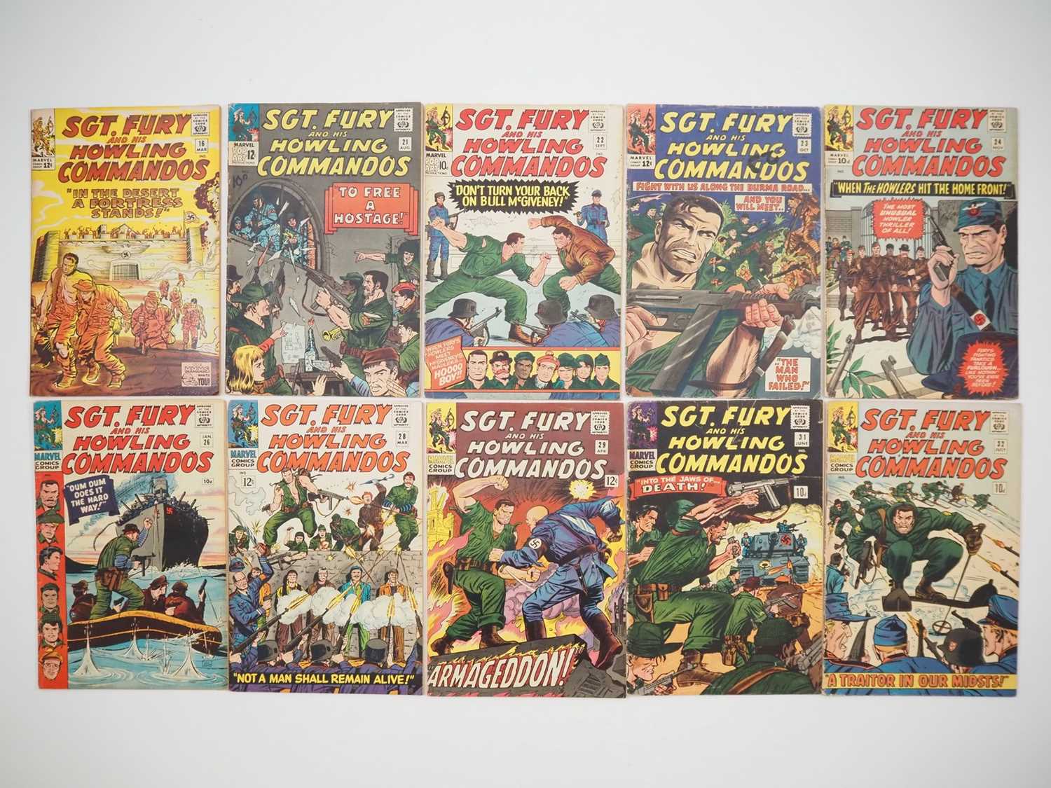 SGT. FURY AND HIS HOWLING COMMANDOS #16, 21, 22, 23, 24, 26, 28, 29, 31, 32 (10 in Lot) - (1965/1966