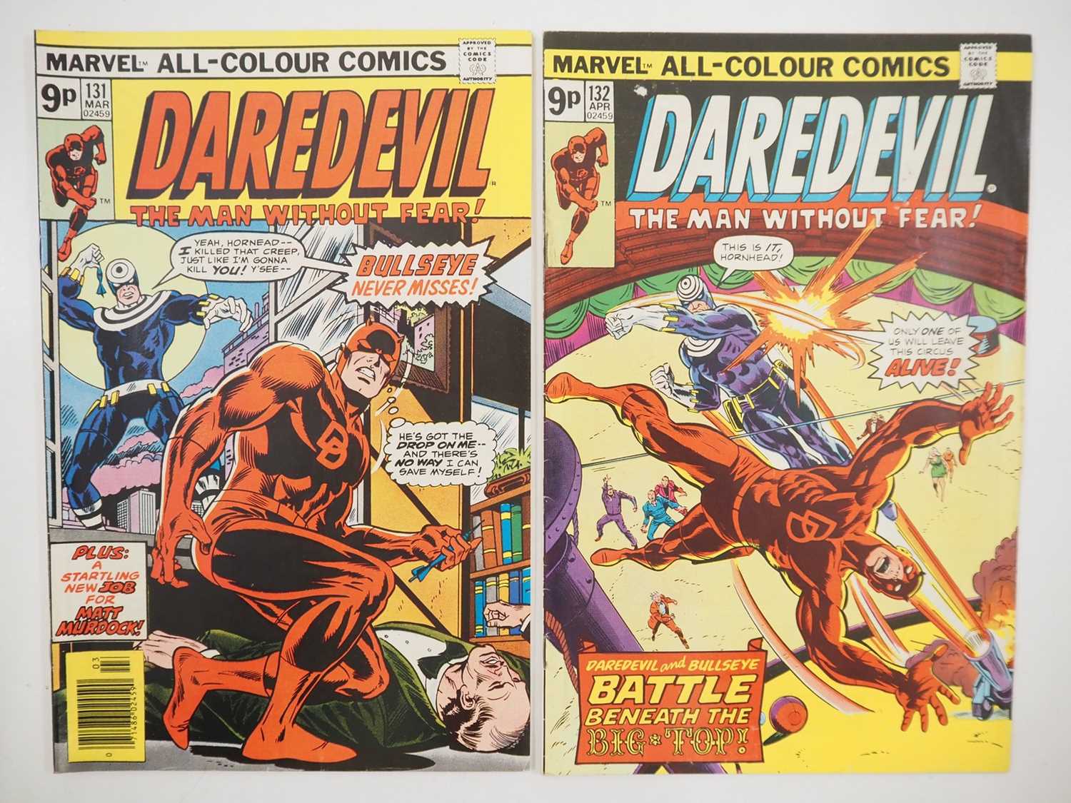 DAREDEVIL #131 & 132 - (2 in Lot) - (1976 - MARVEL - UK Price Variant) - First & Second appearance