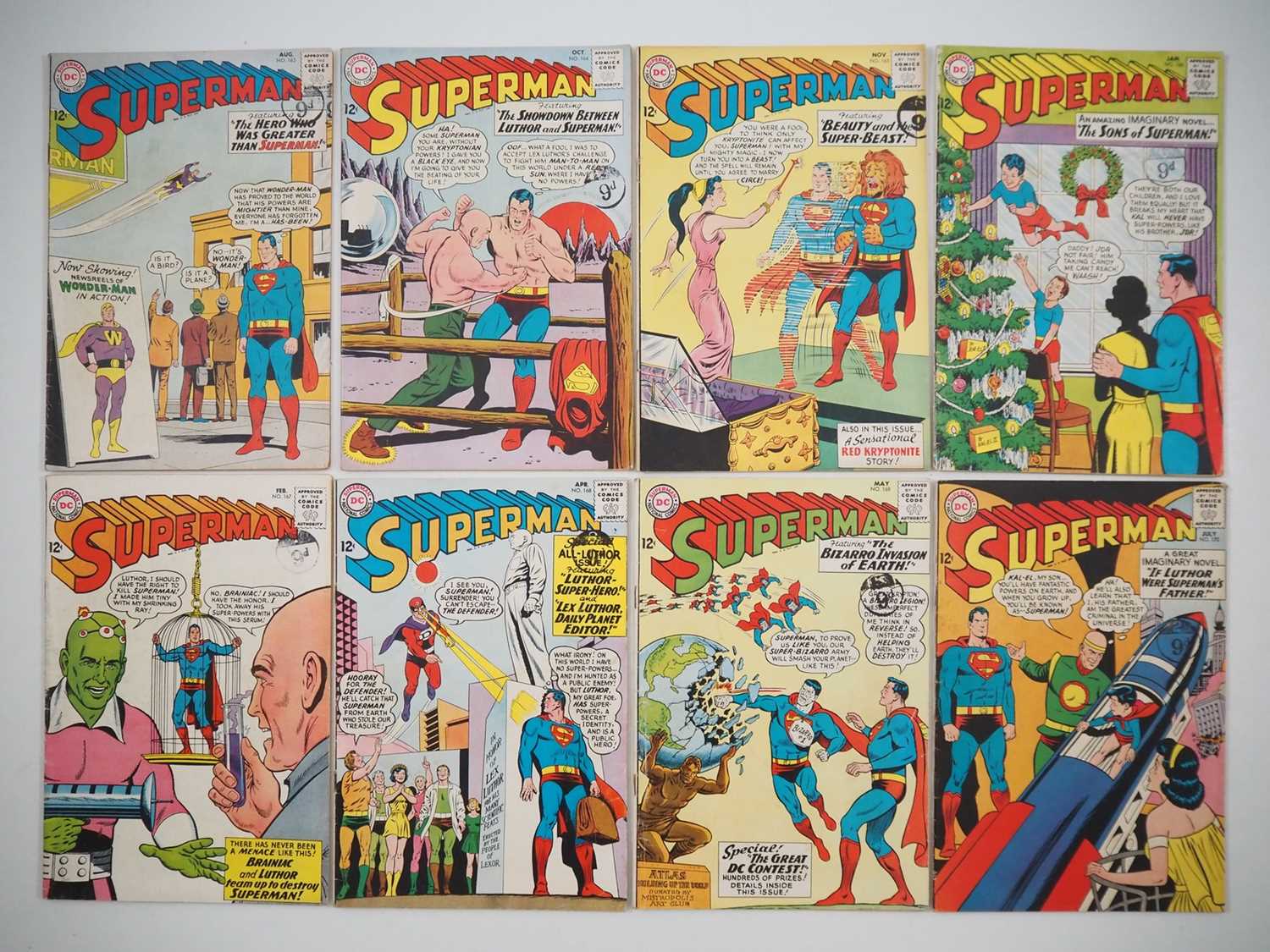 SUPERMAN #163, 164, 165, 166, 167, 168, 169, 170 (8 in Lot) - (1963/1964 - DC) - Includes the origin