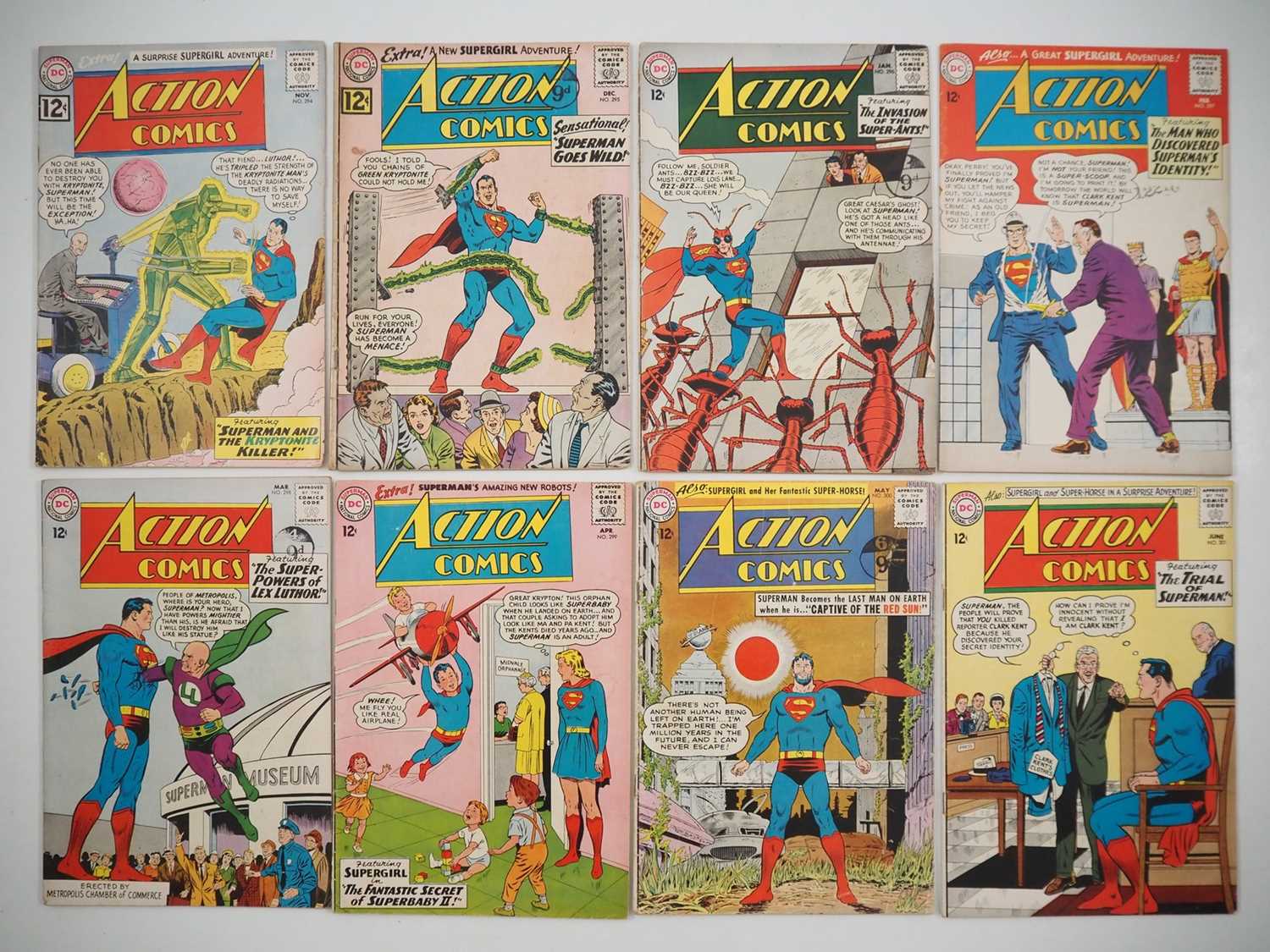 ACTION COMICS #294, 295, 296, 297, 298, 299, 300, 301 (8 in Lot) - (1962/1963 - DC) - Includes