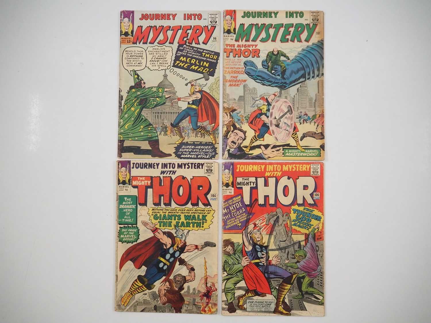 JOURNEY INTO MYSTERY #96, 101, 104, 106 (4 in Lot) - (1963/1964 - MARVEL US & UK Price Variant) -