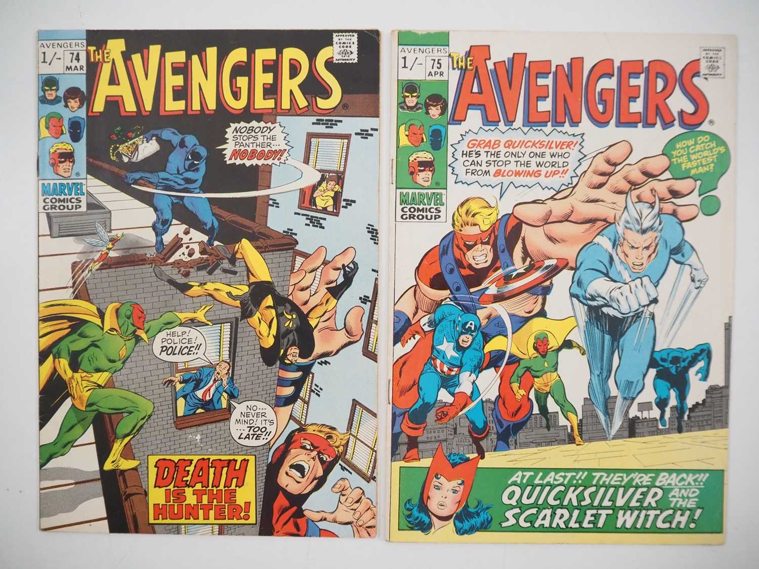 AVENGERS #74 & 75 (2 in Lot) - (1970 - MARVEL - UK Price Variant) - Includes the first appearance of