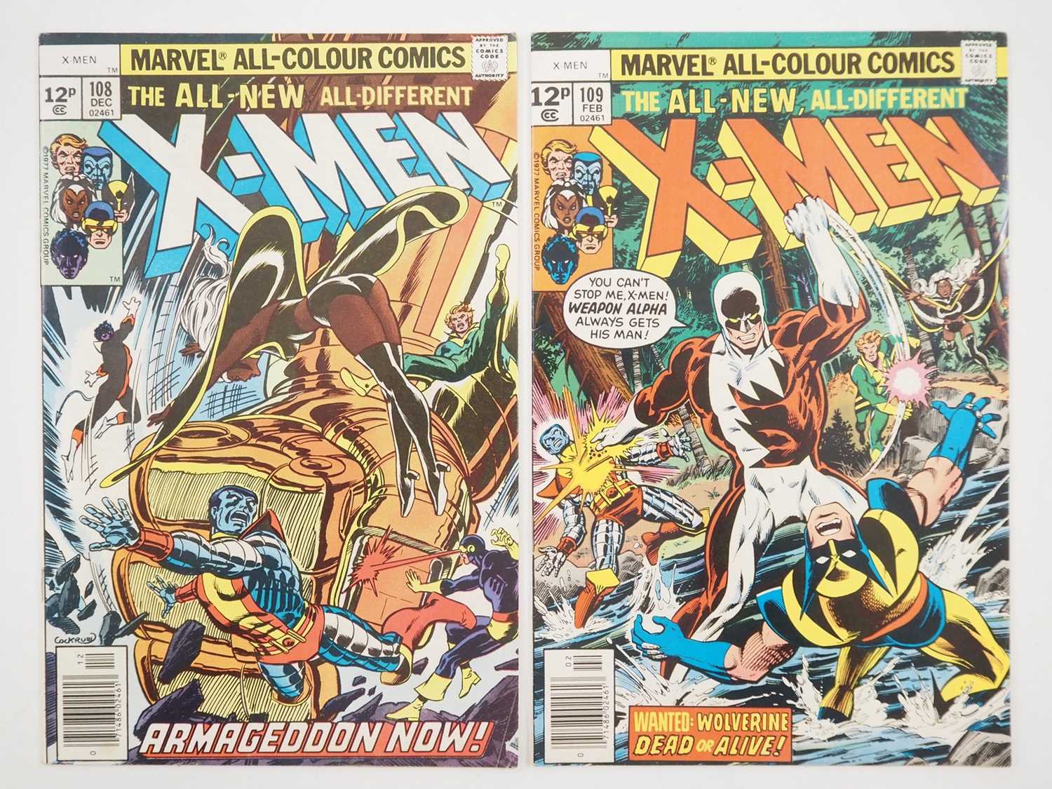 UNCANNY X-MEN #108 & 109 (2 in Lot) - (1977 - MARVEL - UK Price Variant) - Includes First appearance