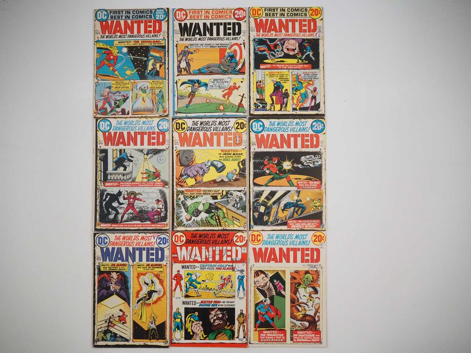 WANTED: THE WORLD'S MOST DANGEROUS VILLAINS #1, 2, 3, 4, 5, 6, 7, 8, 9 (9 in Lot) - (1972/1973 - DC)