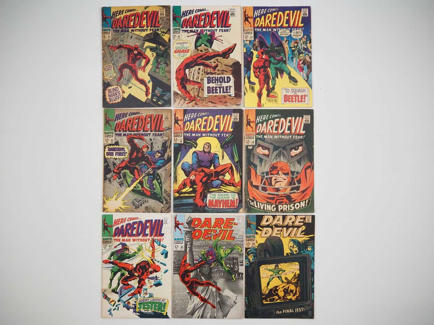 DAREDEVIL #31, 33, 34, 35, 36, 38, 42, 45, 46 (9 in Lot) - (1967/1968 - MARVEL - US & UK Price