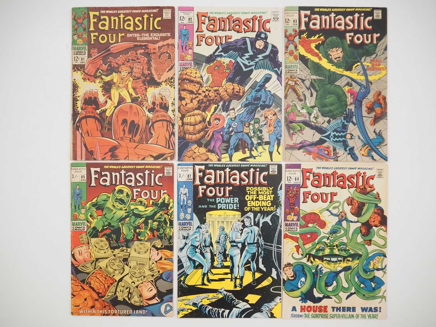 FANTASTIC FOUR #81, 82, 83, 85, 87, 88 (6 in Lot) - (1968/1969 - MARVEL - US & UK Price Variant) -