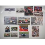 A group of motor racing related autographs to include Stirling Moss, John Surtees, Mika Hakkinen,