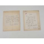 A pair of autographs from the American comedian Eddie Cantor and actress Claudette Colbert - both