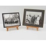 A pair of candid on set 10 x 8" black/white framed photographs comprising one featuring Colin Wood