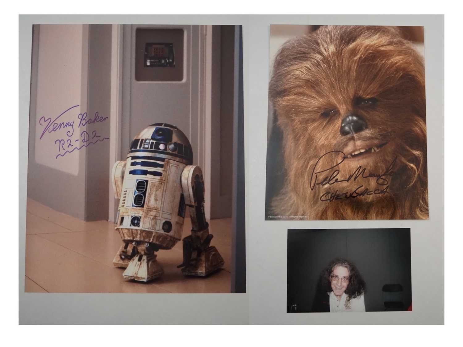 A pair of STAR WARS related autographs to include Peter Mayhew and Kenny Baker (2)