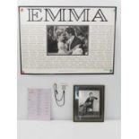 EMMA (1996) A group of film memorabilia comprising a crew gift poster 32" x 23" 'With Gratitude