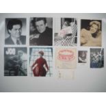 A quantity of music related autographs to include Marty Wilde, Dinah Shaw, Micky Dolenz, Frankie