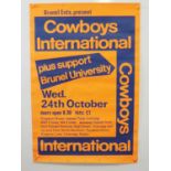 COWBOYS INTERNATIONAL (1979) A UK double crown music poster for their appearance at Brunel
