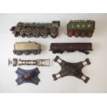 A mixed group of O gauge and larger gauges for spares or repair to include a brass built loco tender