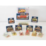 A mixed group of boxed diecast vans, buses etc by MATCHBOX and MAJORETTE - VG in G boxes (15)