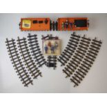 A pair of LGB G scale flat wagons together with a quantity of unboxed track and figures -G (unboxed)
