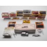 A group of OO and HO scale assorted plastic and white metal kit Taxi models by HERPA, ARTAPO, BUSCH,