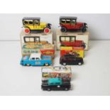 A group of plastic and tin plate models of Taxis by CLIFFORD, PAYA, PE-PE and others to include a