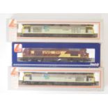 A group of LIMA OO gauge diesel locomotives, comprising a Class 67 in EWS livery and a pair of Class