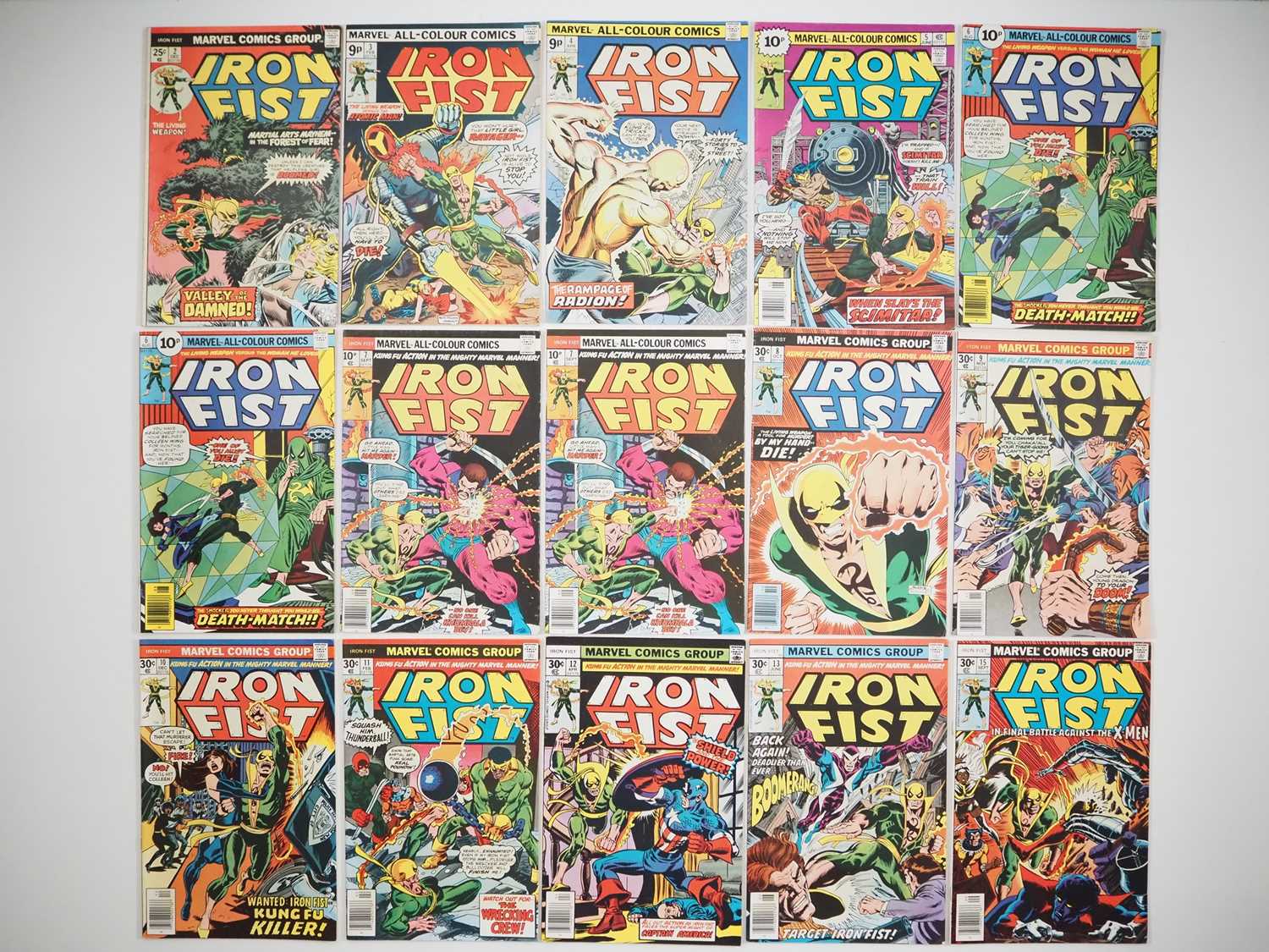 IRON FIST #2, 3, 4, 5, 6(x2), 7(x2), 8, 9, 10, 11, 12, 13, 15 (15 in Lot) - (1975/1977 - MARVEL - US