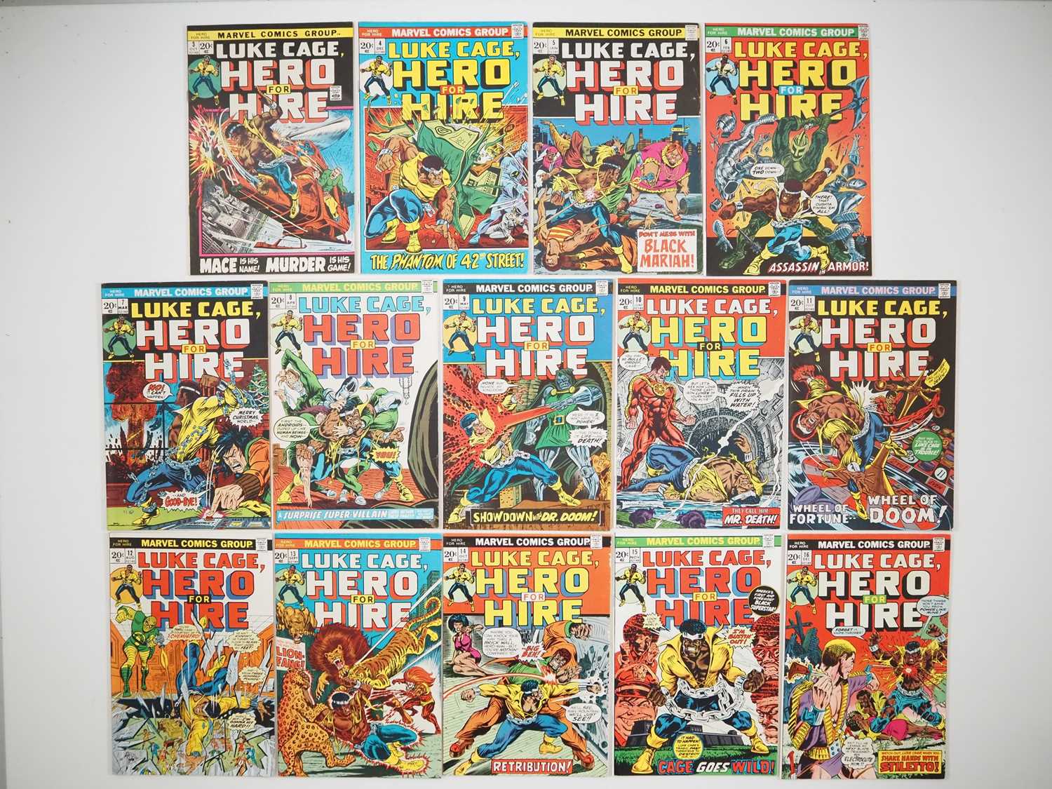 LUKE CAGE, HERO FOR HIRE #3, 4, 5, 6, 7, 8, 9, 10, 11, 12, 13, 14, 15, 16 (14 in Lot) - (1972/1973 -