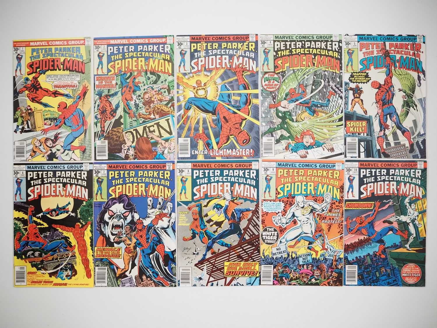 SPECTACULAR SPIDER-MAN #1, 2, 3, 4, 5, 6, 7, 8, 9, 10 (10 in Lot) - (1976/1977 - MARVEL) - First ten