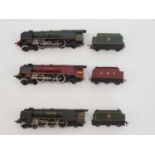 A group of repainted and renamed HORNBY DUBLO OO gauge 2-rail Duchess Class steam locomotives,