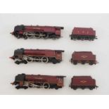 A group of repainted and renamed HORNBY DUBLO OO Gauge 2-rail Duchess Class steam locomotives,