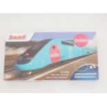 A Jouef HO gauge HJ1042 SNCF OUIGO TGV Electric Train Set, comprising of a power car, dummy car,