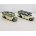 A pair of unboxed ORIGINAL CLASSICS 1:24 scale diecast Bedford Duple OB Coaches in Royal Blue and