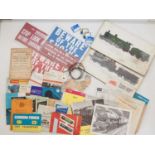 A group of assorted model railway literature and railwayana to include photos, tickets, signs,